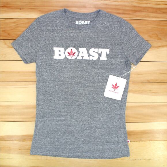 BOAST T-shirt Women XS Heather Grey Wordmark Tri-Blend USA Tennis LeafLogo - Picture 1 of 5